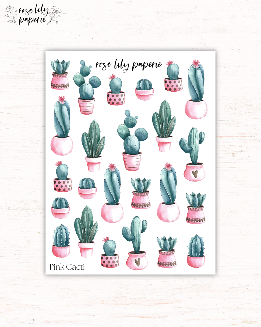 Pink Cacti Sticker Sheet