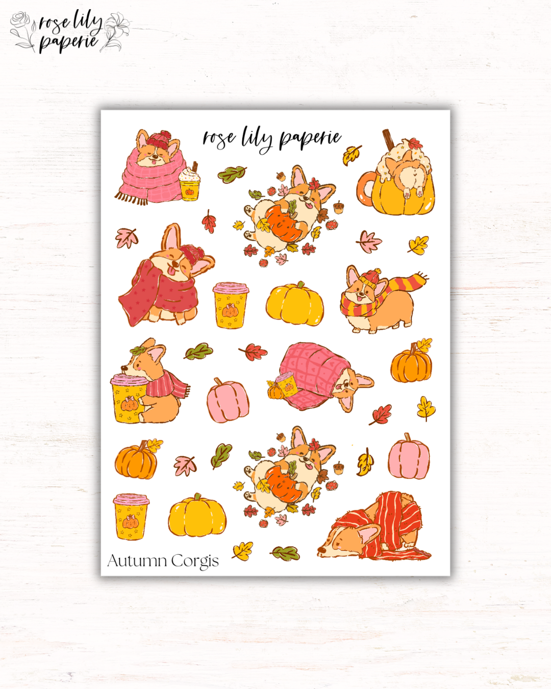 Autumn Corgis Sticker Sheet