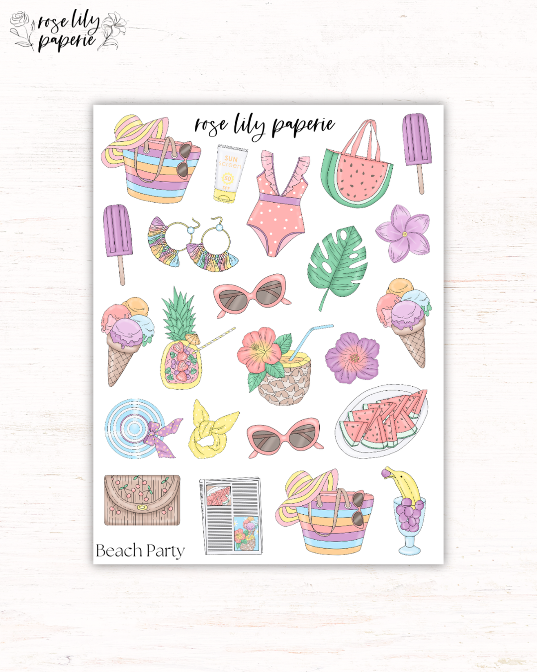 Beach Party Sticker Sheet