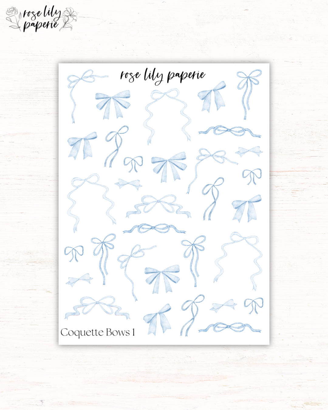 Blue Coquette Bows Sticker Sheet