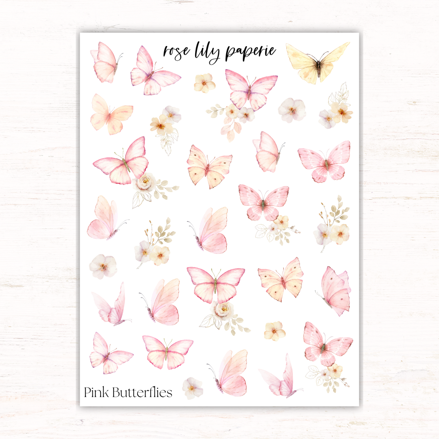 Pink Butterflies Sticker Sheet