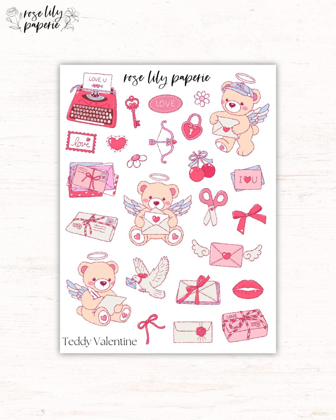 Teddy Valentine Sticker Sheet