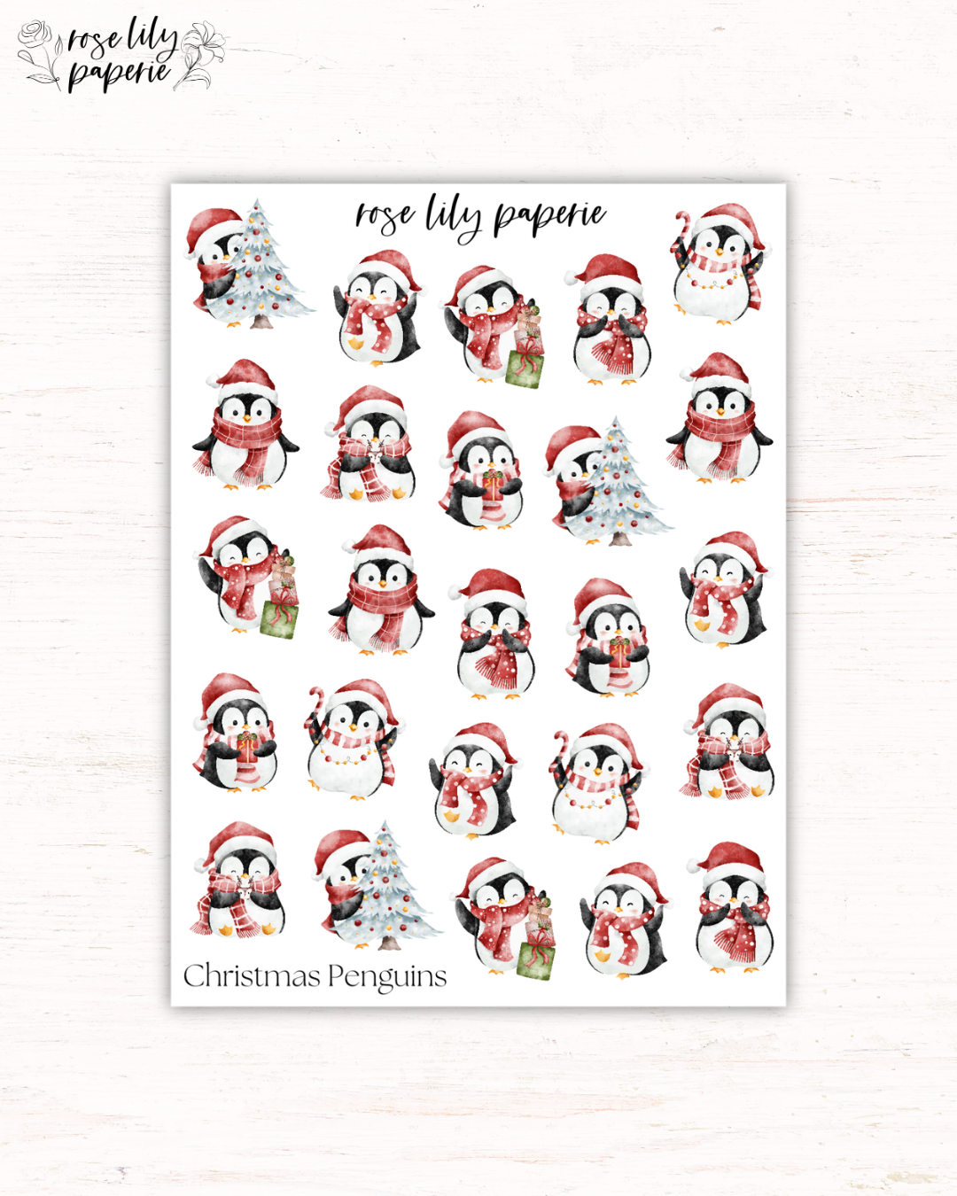 Christmas Penguins Sticker Sheet