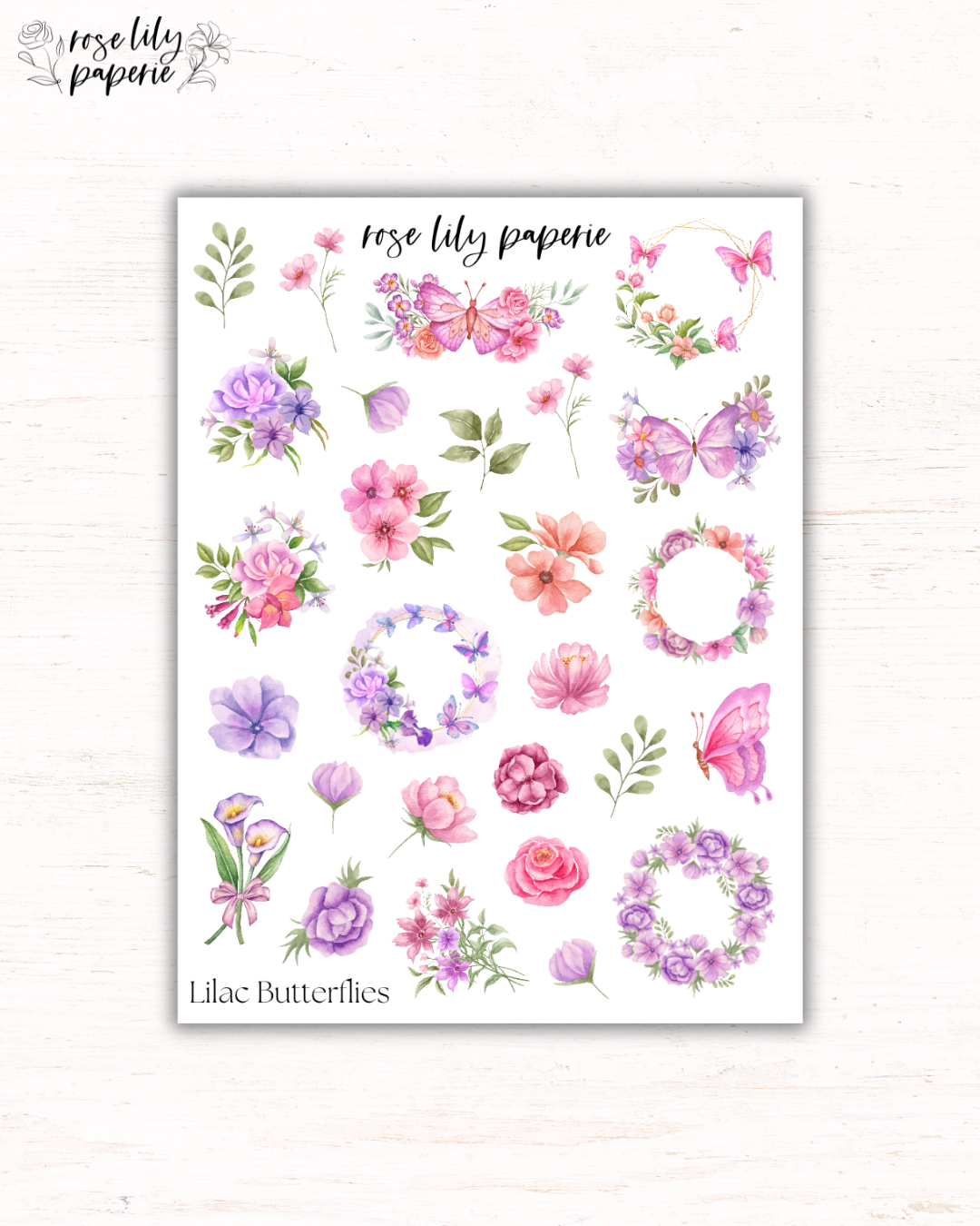 Lilac Butterflies Sticker Sheet