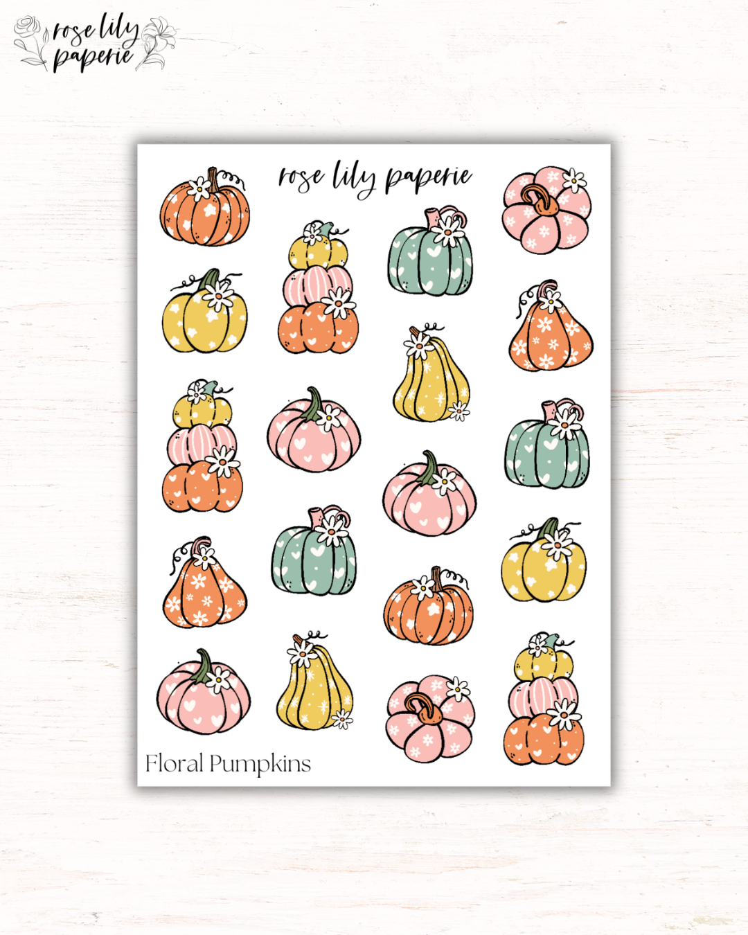 Floral Pumpkins Sticker Sheet