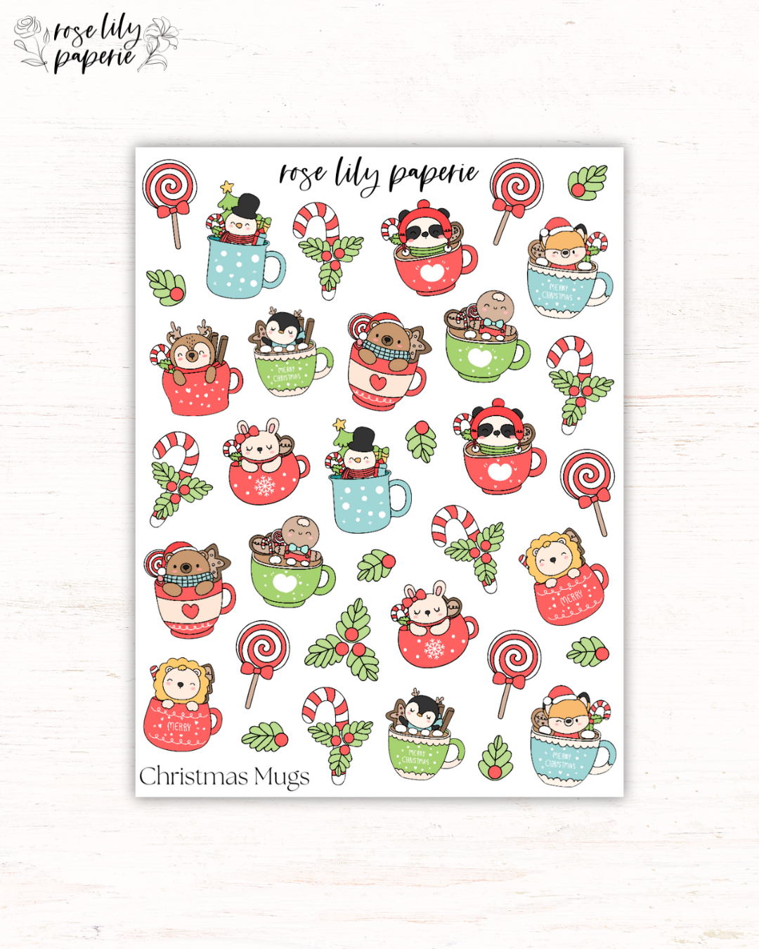 Christmas Mugs Sticker Sheet