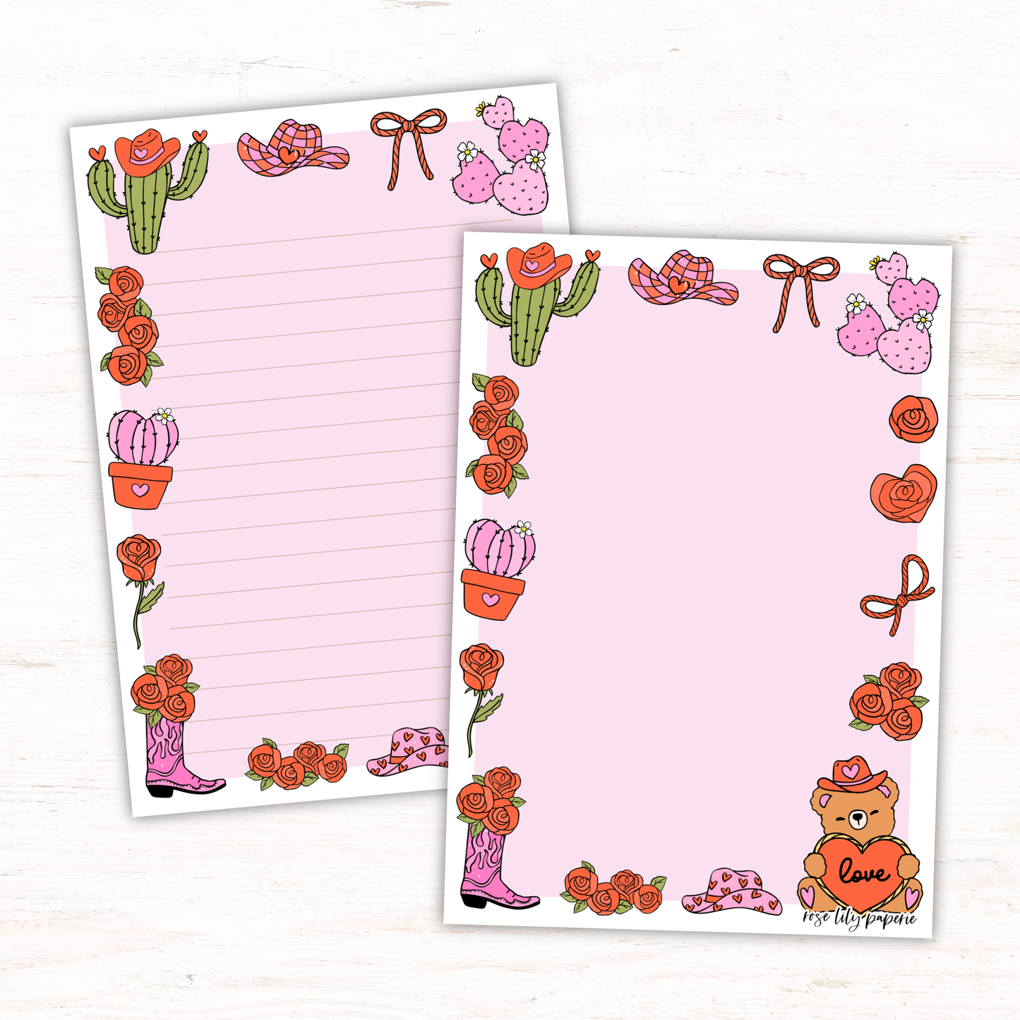 Cowgirl Valentines Writing Papers