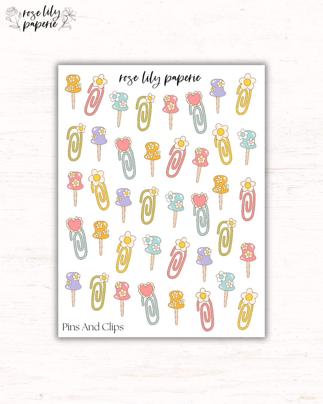Pins And Clips Sticker Sheet