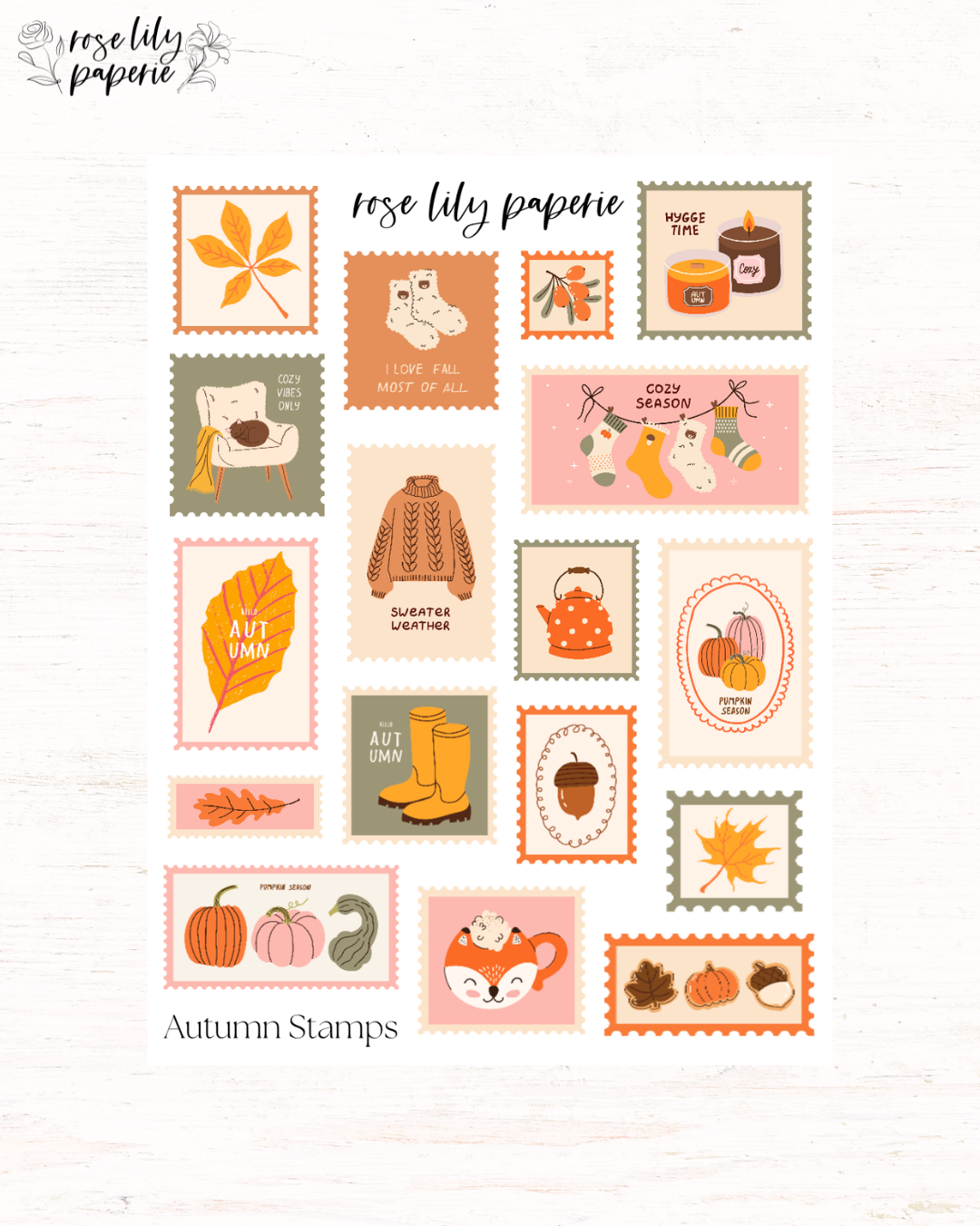 Autumn Stamps Sticker Sheet