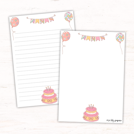 Pastel Birthday Writing Papers