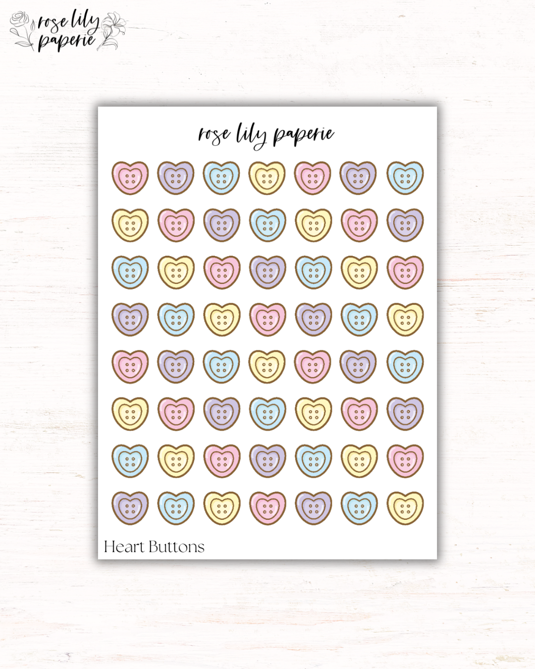 Heart Buttons Sticker Sheet