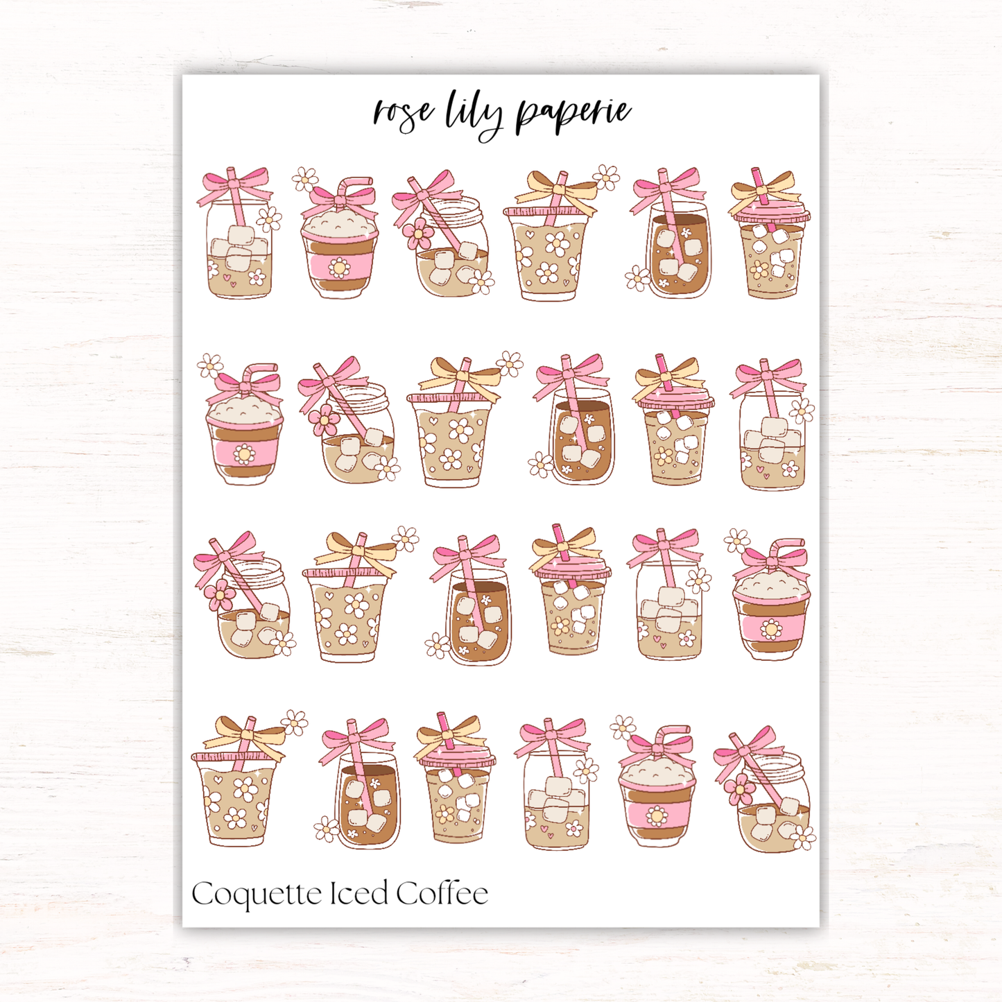 Coquette Iced Coffee Sticker Sheet