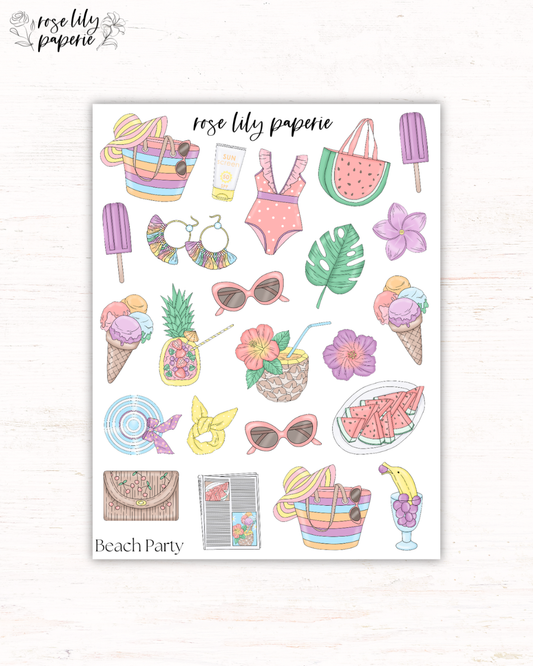 Beach Party Sticker Sheet