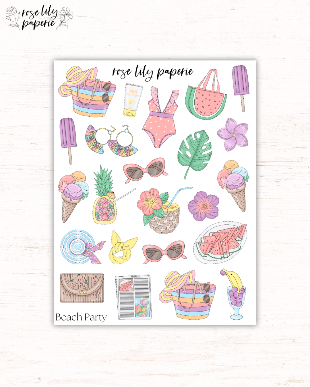 Beach Party Sticker Sheet