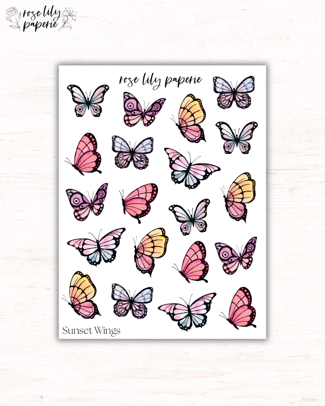 Sunset Wings Butterfly Sticker Sheet