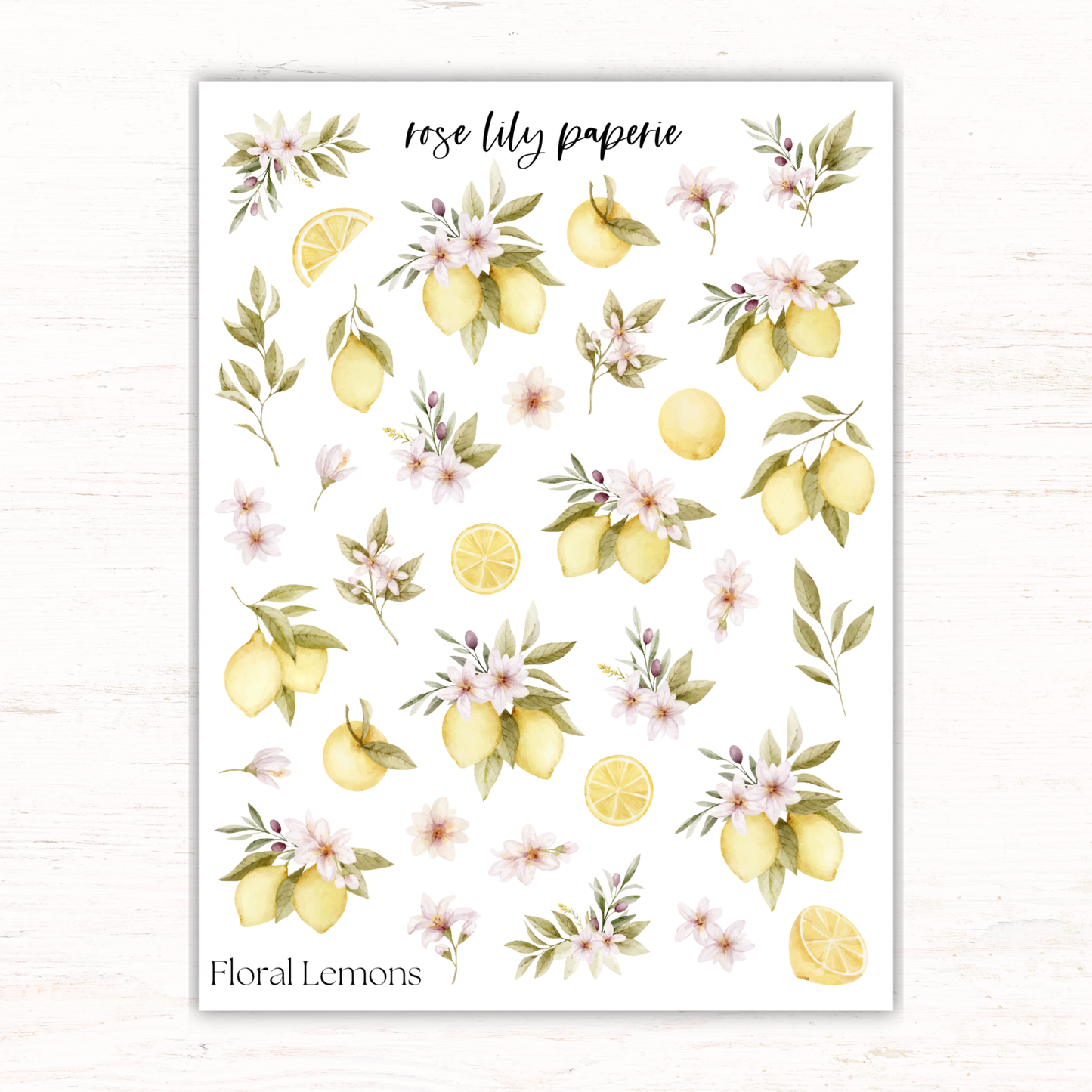 Floral Lemons Sticker Sheet
