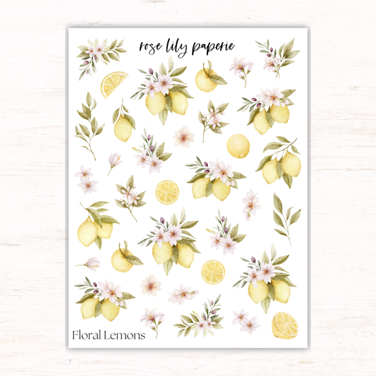 Floral Lemons Sticker Sheet