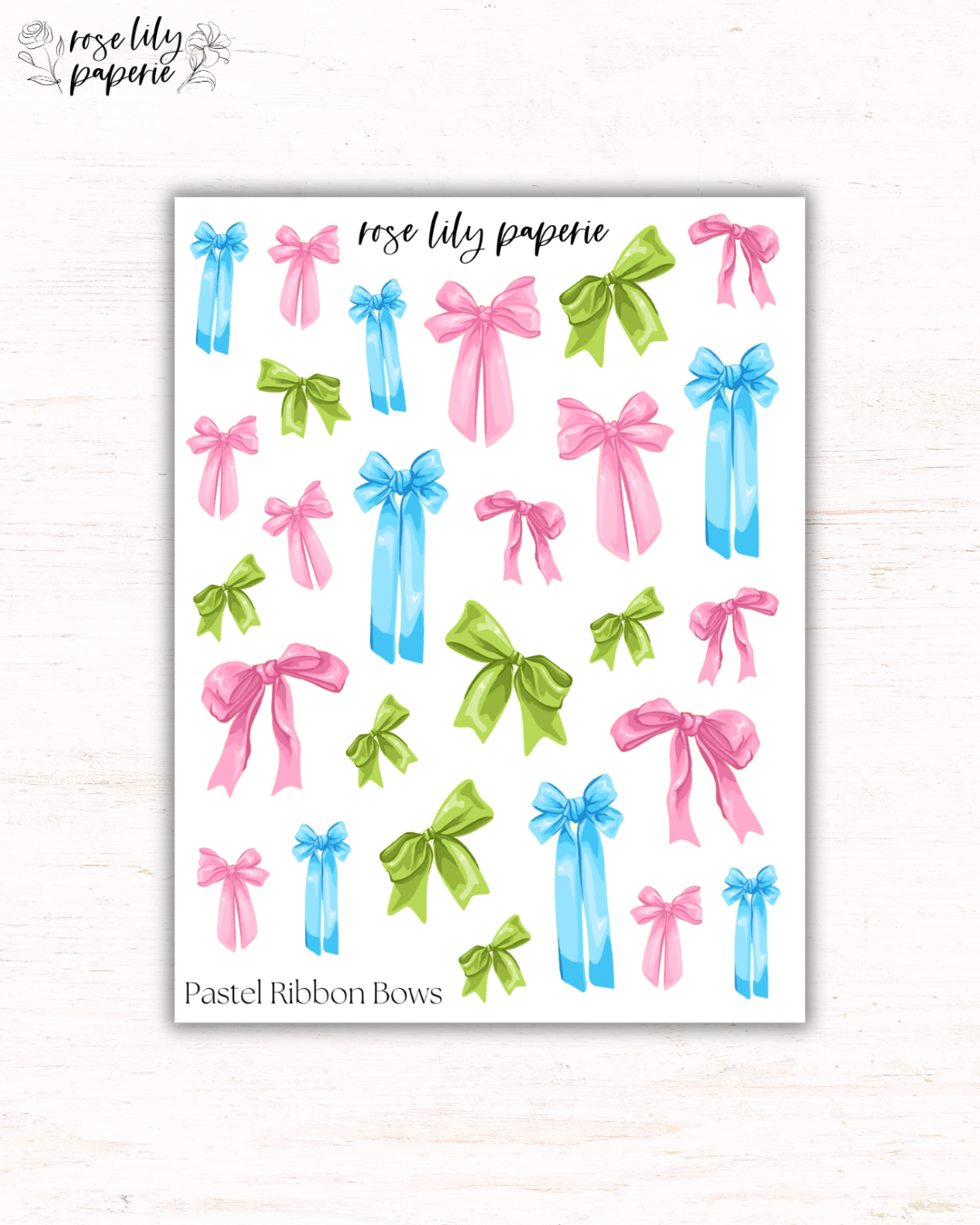 Pastel Ribbon Bows Sticker Sheet