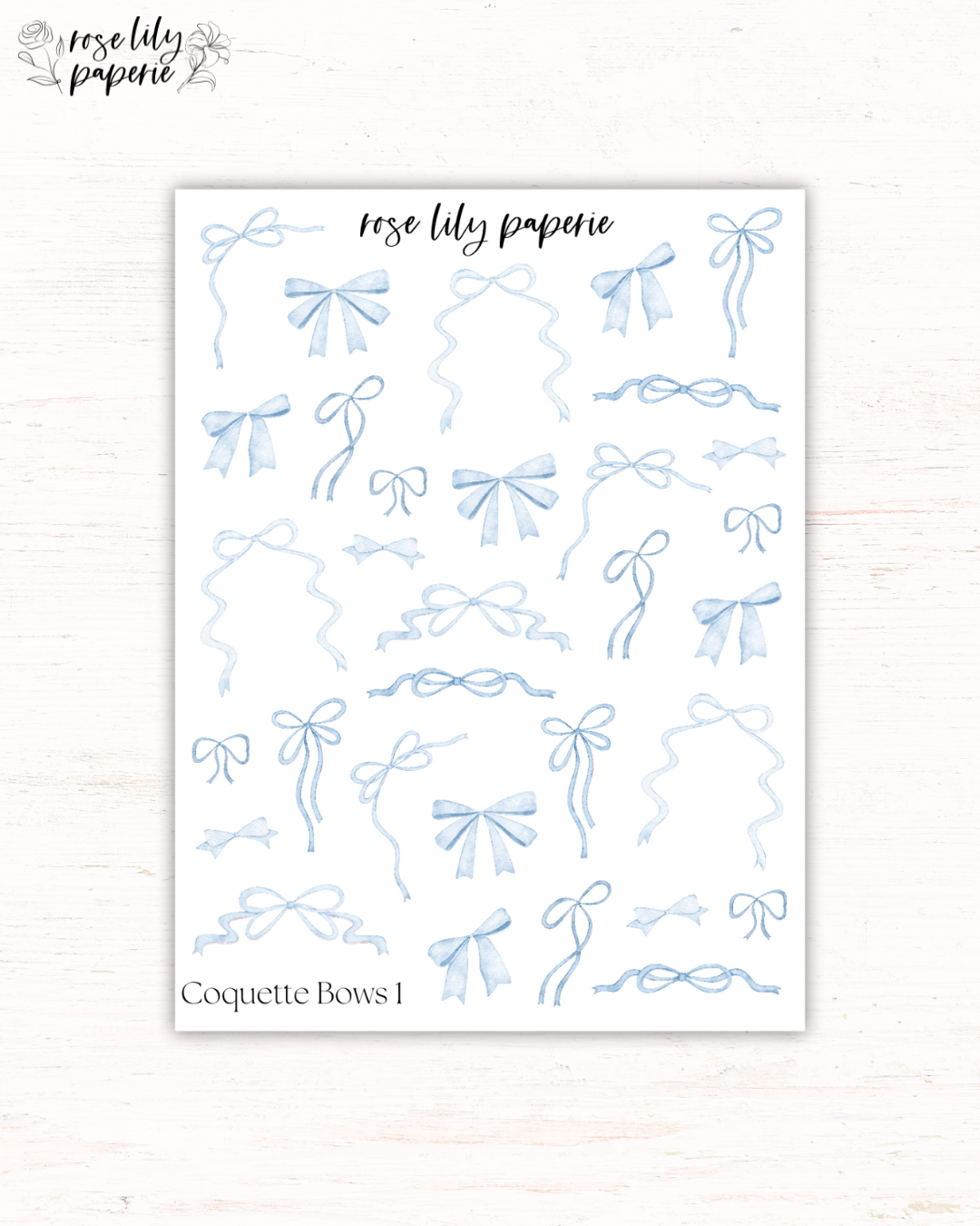 Coquette Blue Bows Sticker Sheet