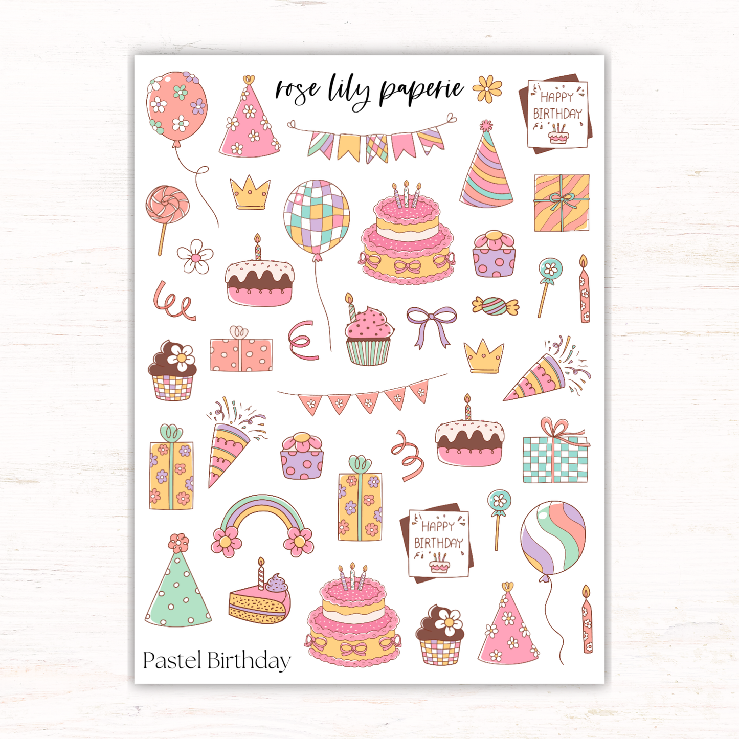 Pastel Birthday Sticker Sheet