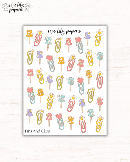 Pins And Clips Sticker Sheet