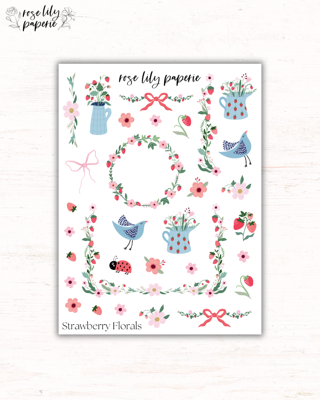 Strawberry Florals Sticker Sheet