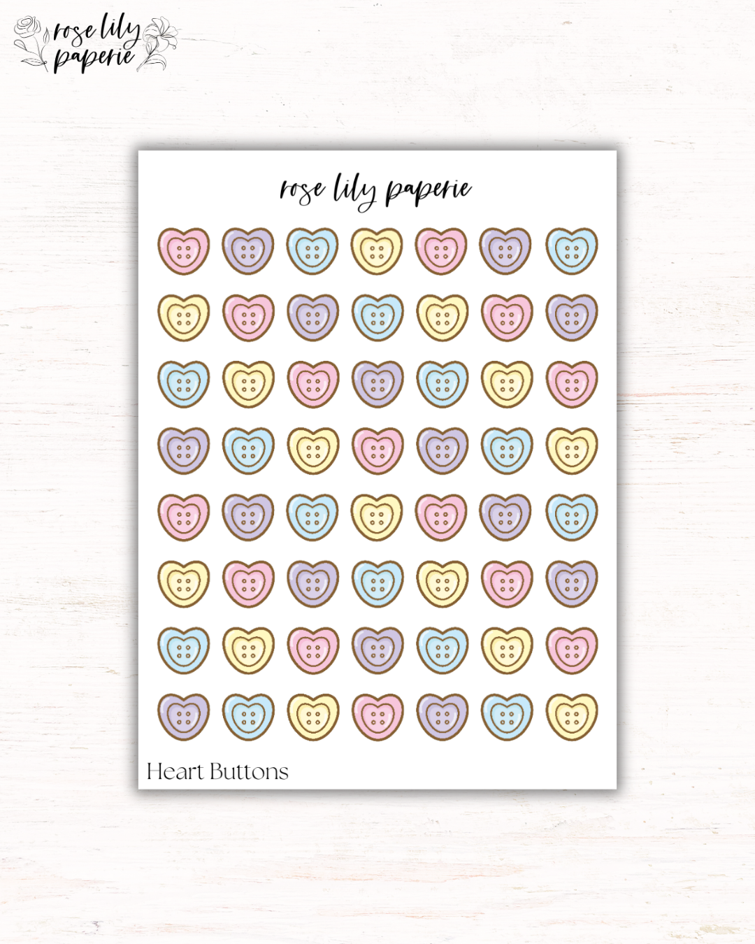 Heart Buttons Sticker Sheet