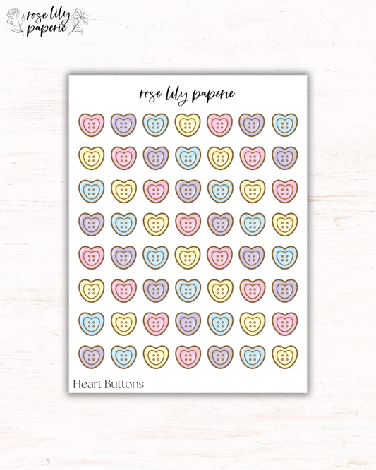 Heart Buttons Sticker Sheet