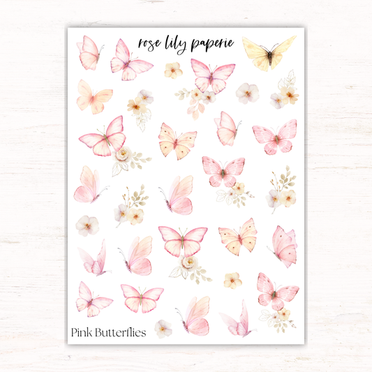 Pink Butterflies Sticker Sheet