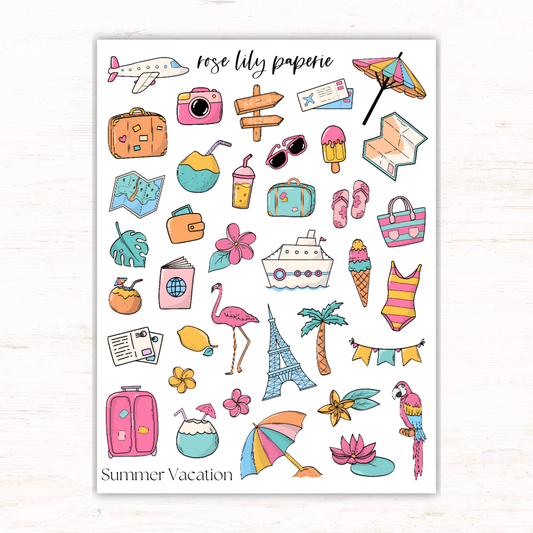 Summer Vacation Sticker Sheet