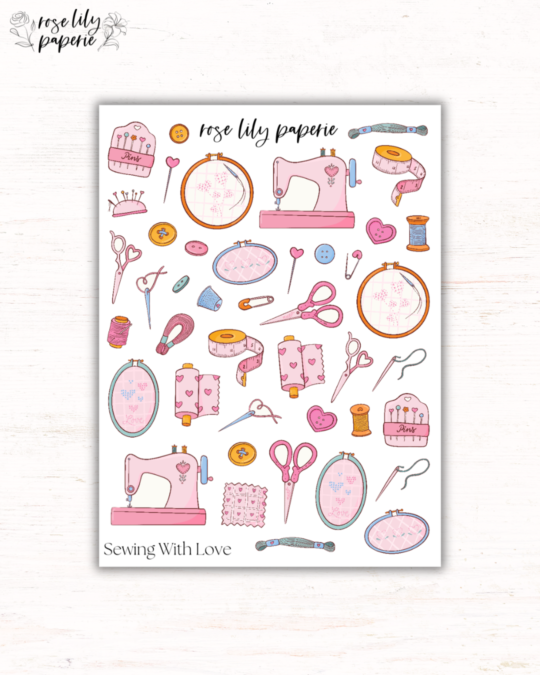 Sewing With Love Sticker Sheet
