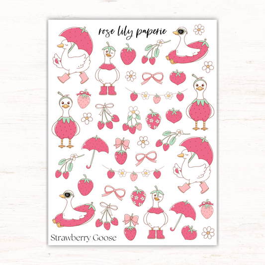Strawberry Goose Sticker Sheet