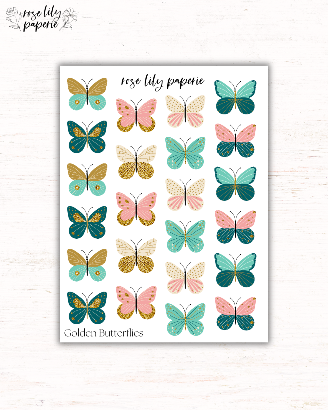 Golden Butterflies Sticker Sheet