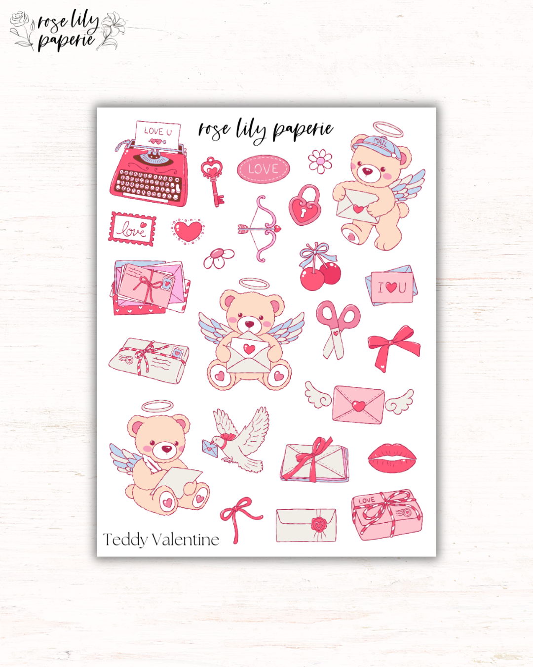 Teddy Valentine Sticker Sheet