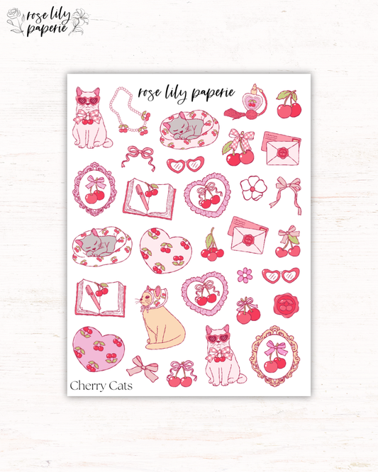 Cherry Cats Sticker Sheet