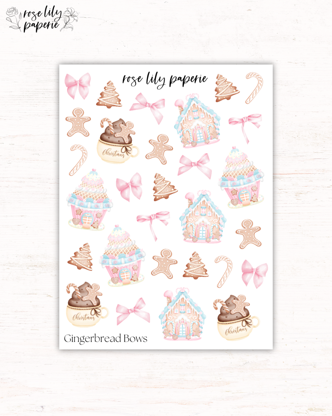 Gingerbread Bows Sticker Sheet