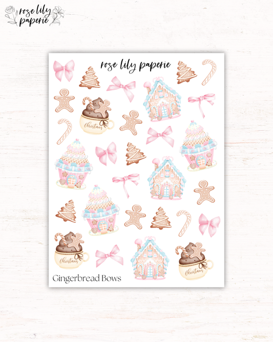 Gingerbread Bows Sticker Sheet