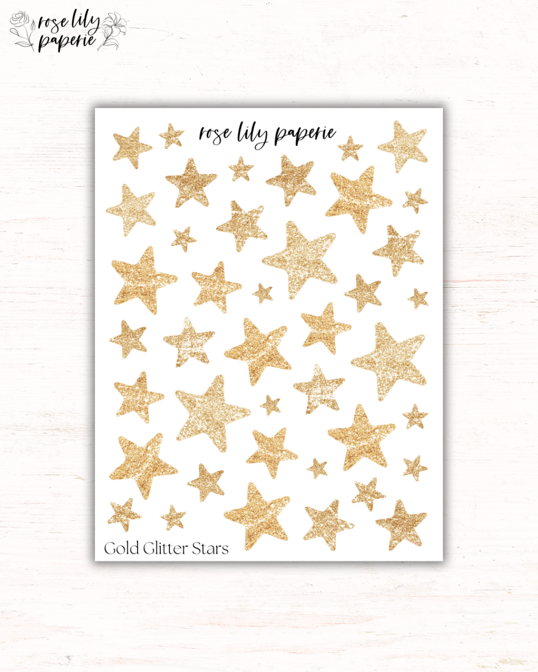 Gold Glitter Stars Sticker Sheet