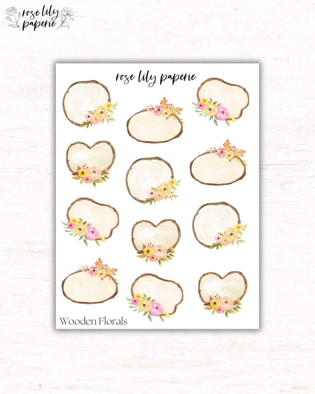 Wooden Florals Sticker Sheet
