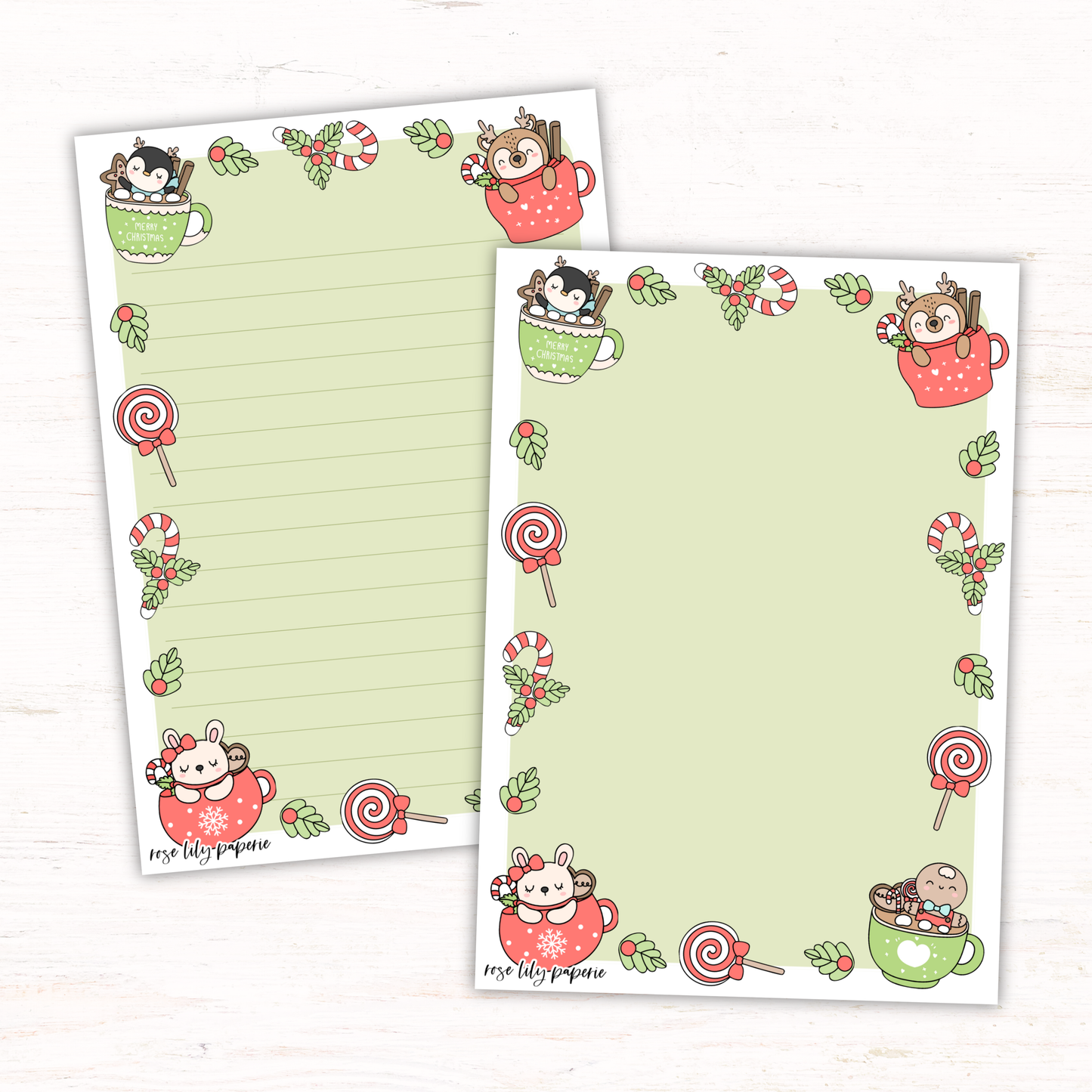 Christmas Mugs Writing Papers