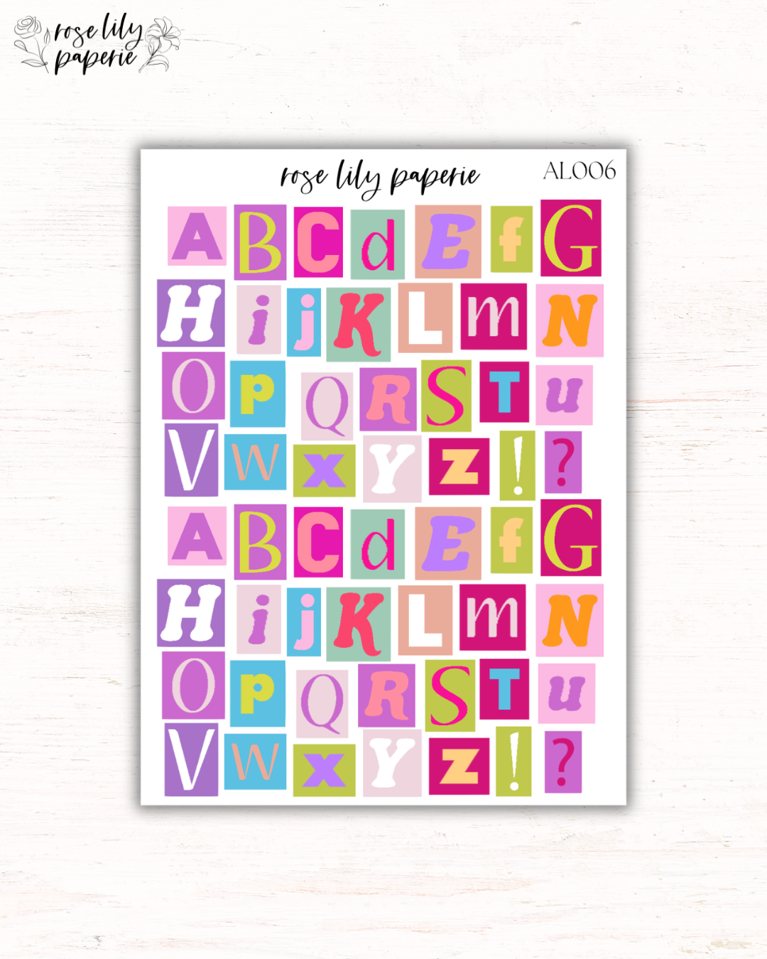 Bright Alphabet Sticker Sheet