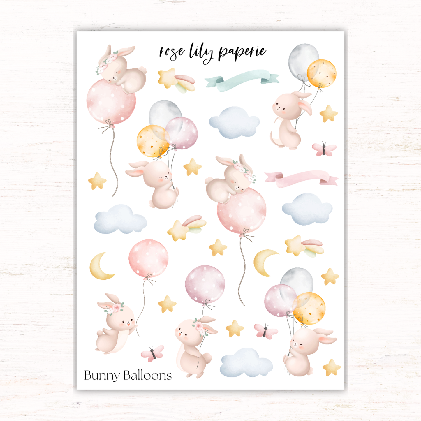 Bunny Balloons Sticker Sheet