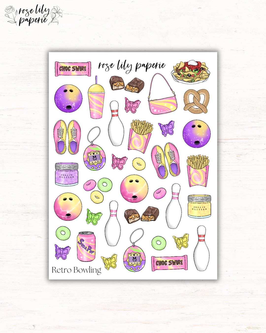 Retro Bowling Sticker Sheet