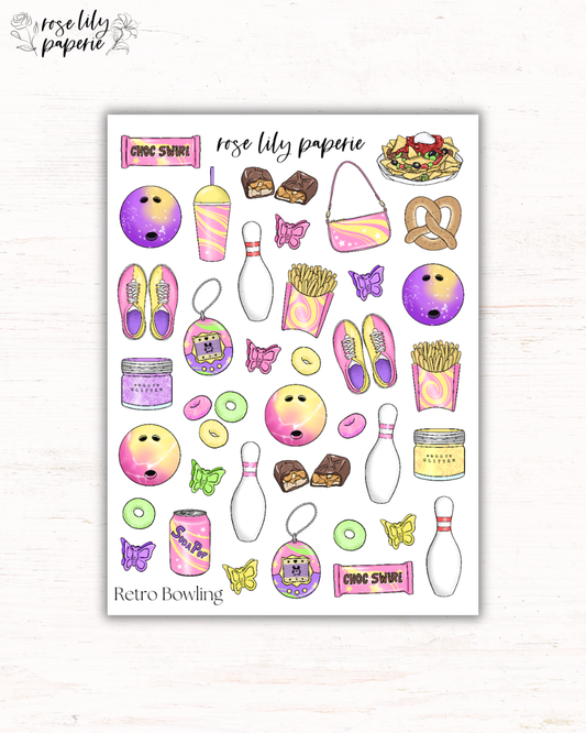 Retro Bowling Sticker Sheet