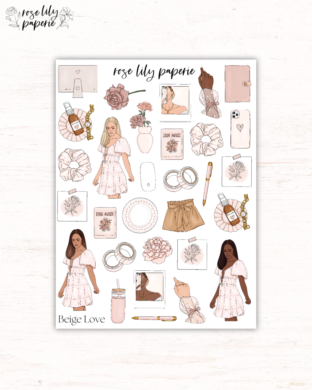 Beige Love Sticker Sheet