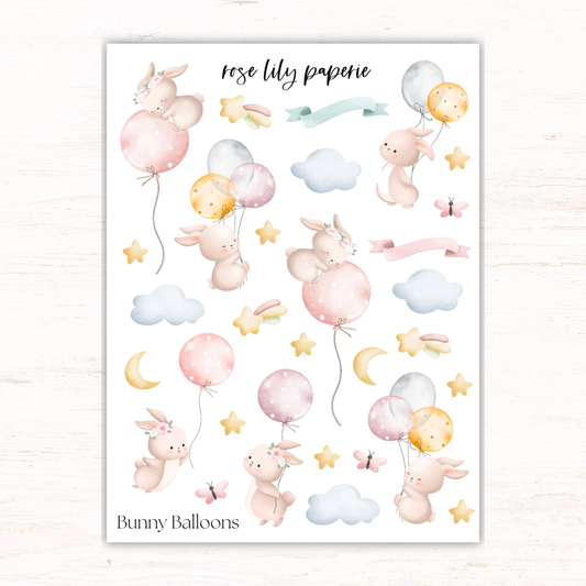 Bunny Balloons Sticker Sheet