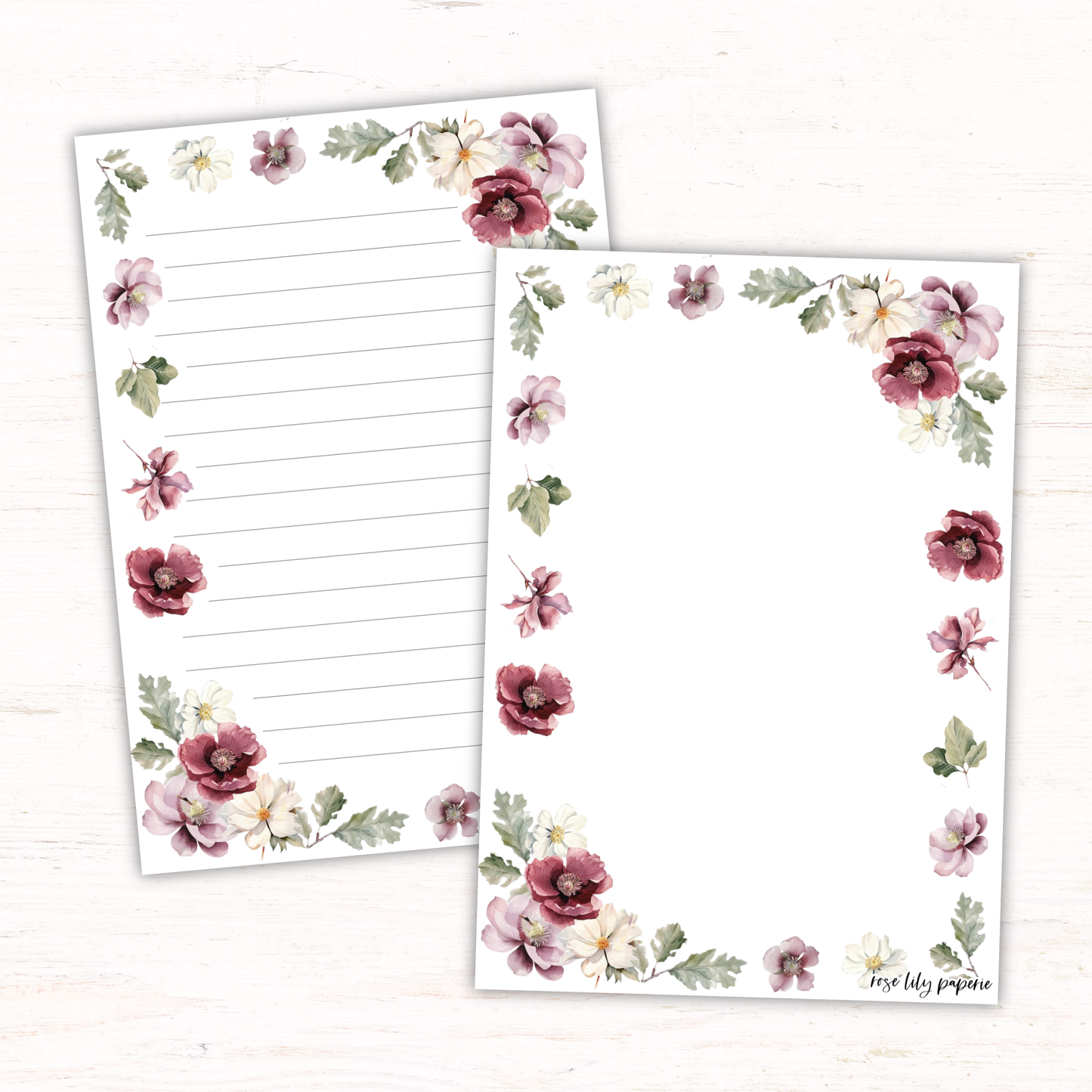 Amelia Florals Writing Papers