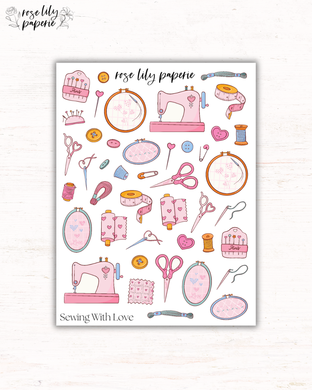 Sewing With Love Sticker Sheet