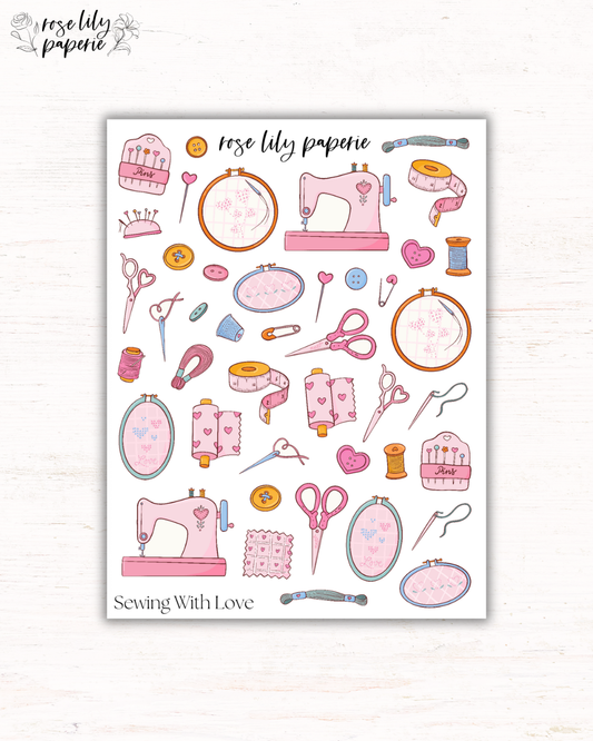 Sewing With Love Sticker Sheet
