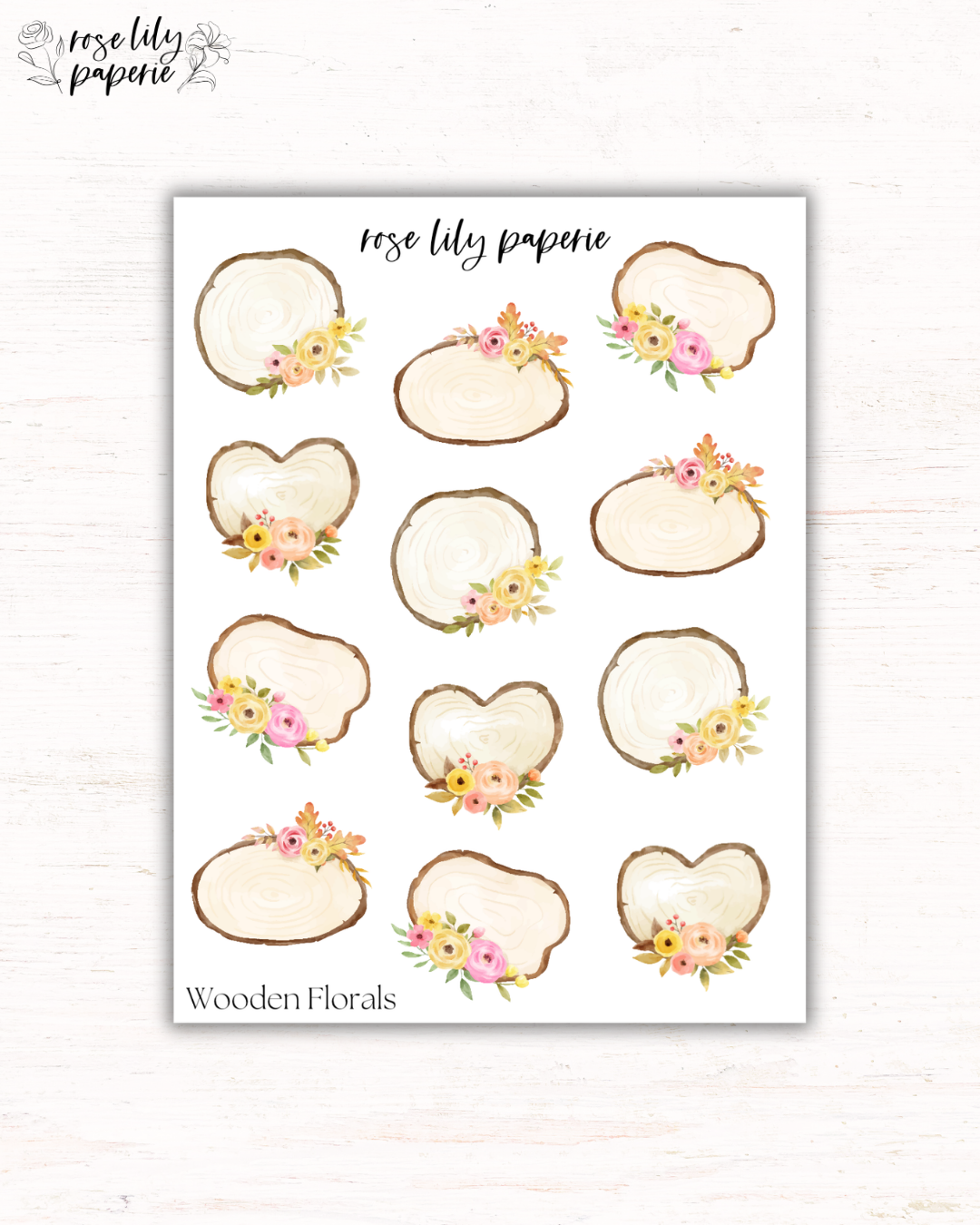 Wooden Florals Sticker Sheet